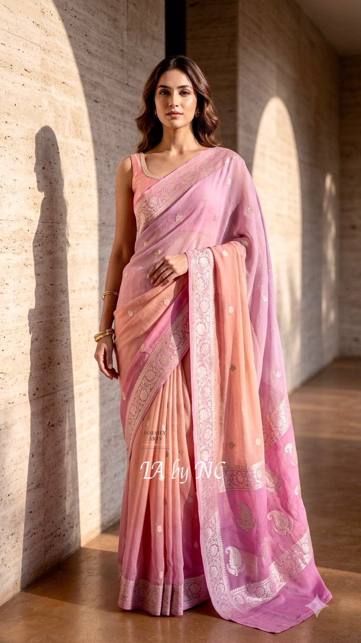 Banarasi Pure Khaddi Georgette Kadwa Saree