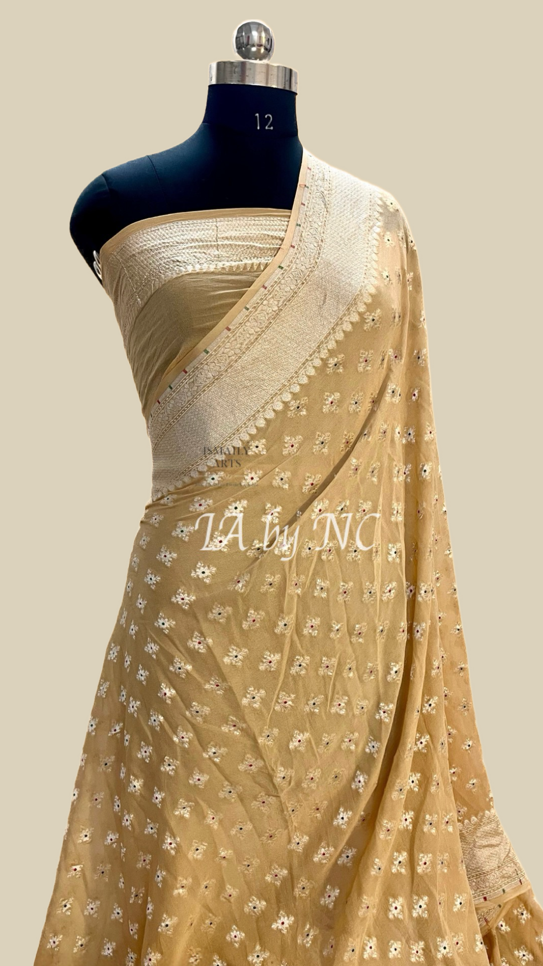 Beige Banarasi Pure Khaddi Georgette Saree