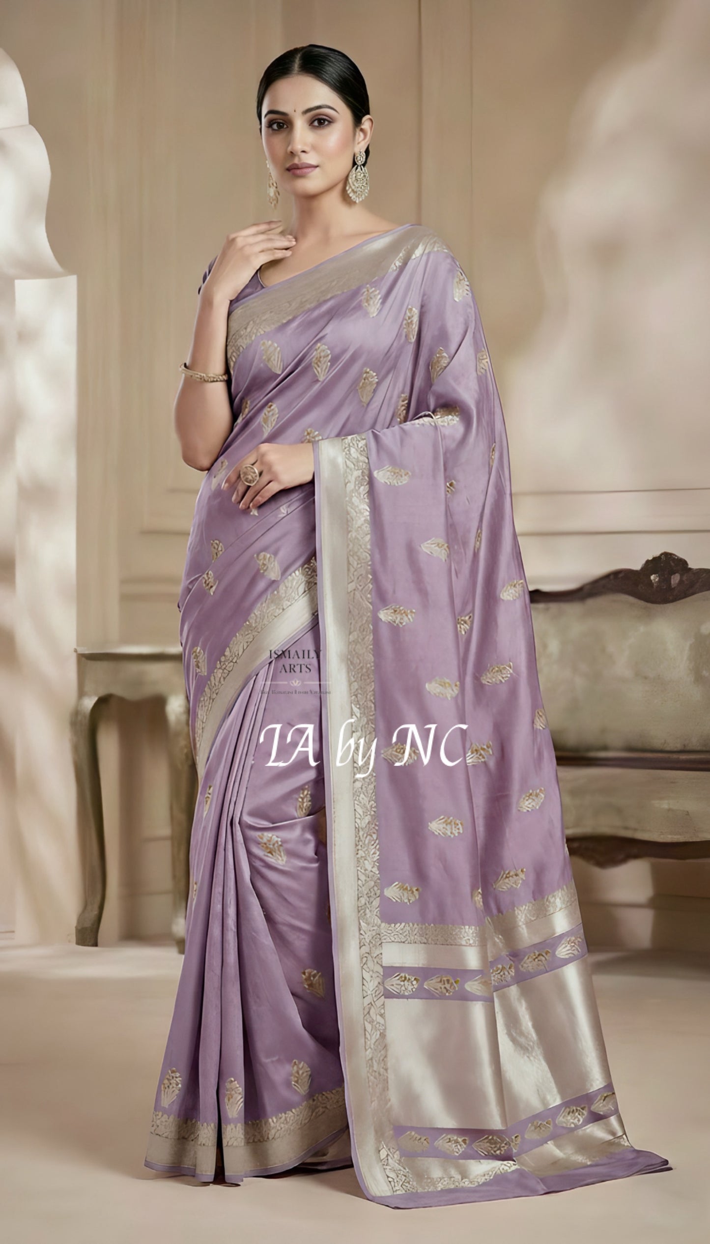 African Banarasi Mashru Katan Silk Meenakari Saree