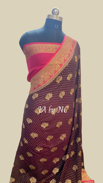 Hickory Banarasi Pure Khaddi Georgette Saree