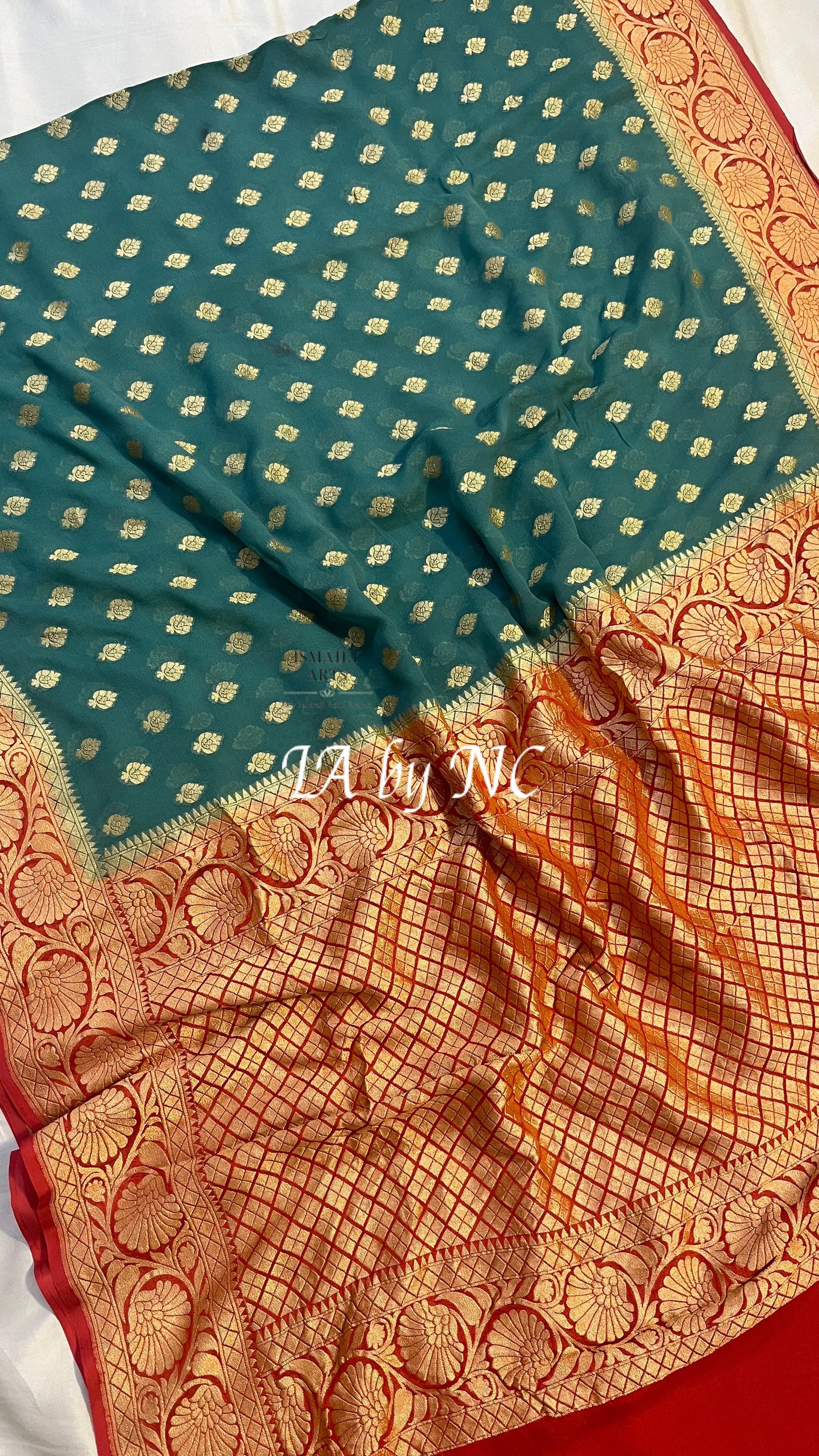 Pine Banarasi Pure Khaddi Georgette Saree