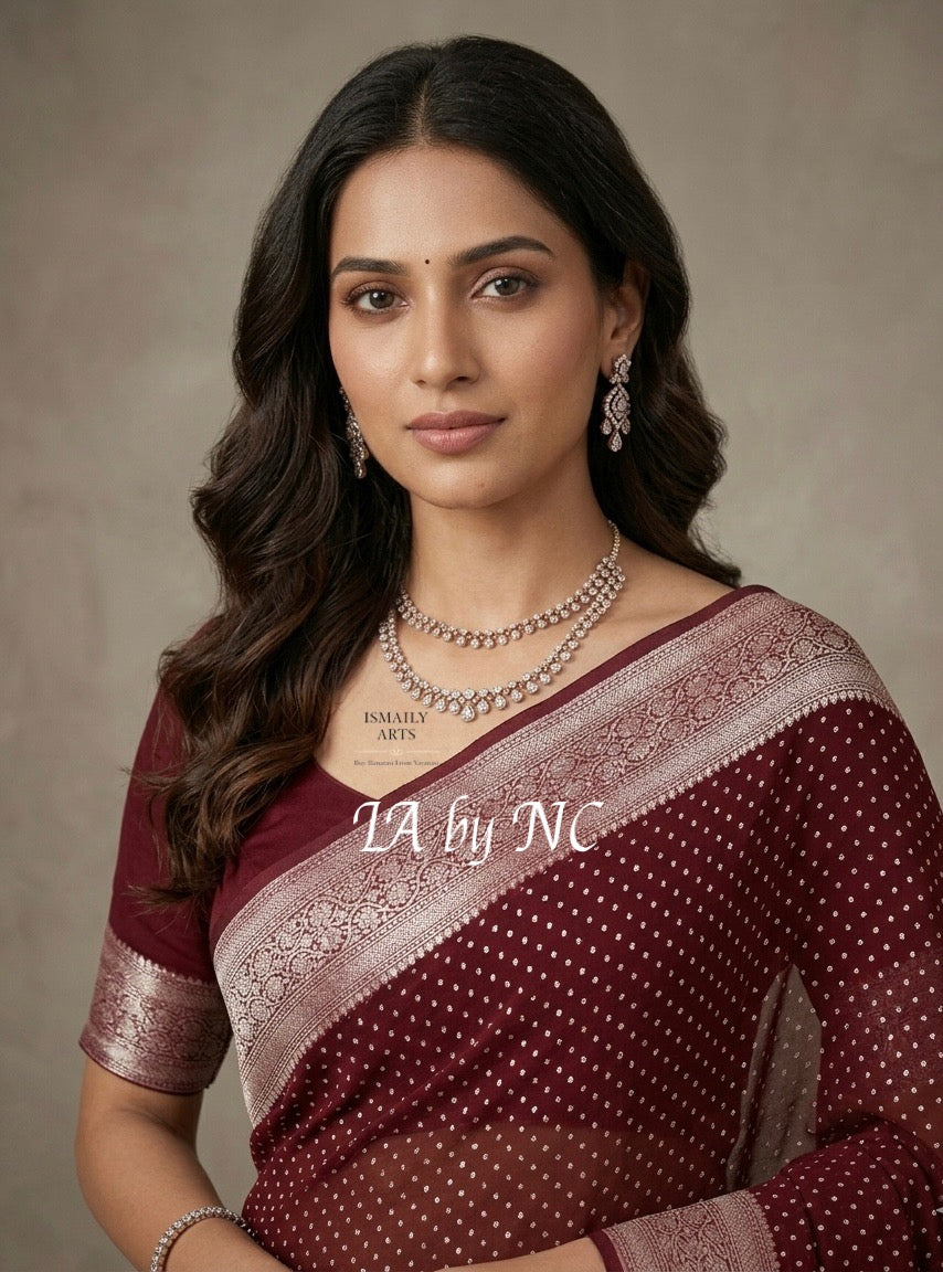 Hickory Banarasi Pure Khaddi Georgette Saree