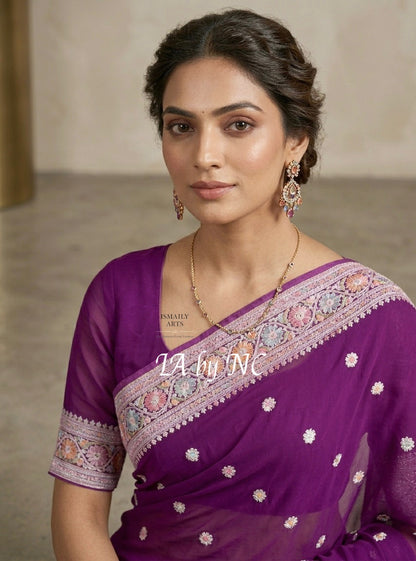 Lollipop Banarasi Pure Khaddi Georgette Kadwa Saree
