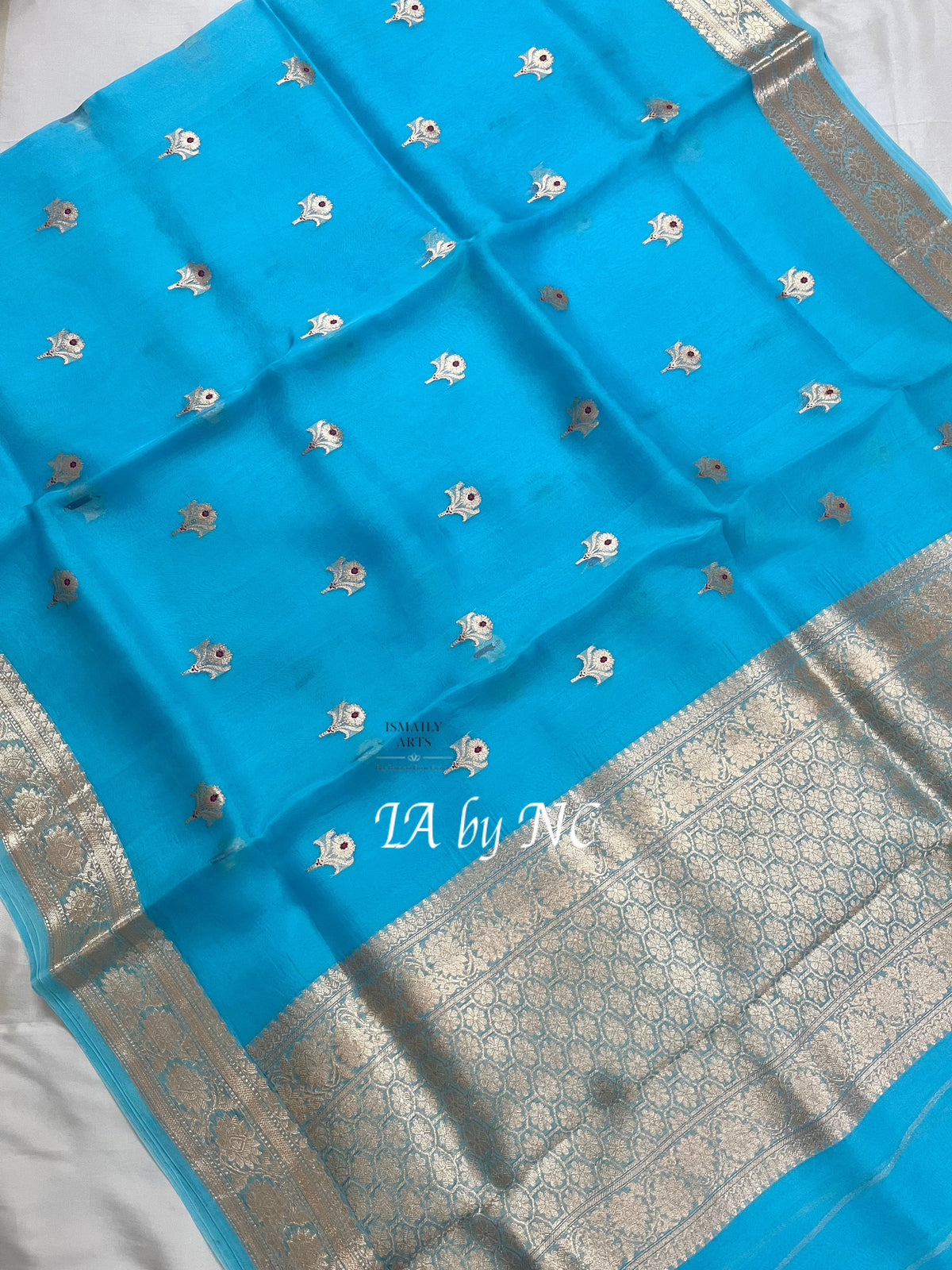 Sky Banarasi Pure Kora Silk Kadwa Saree
