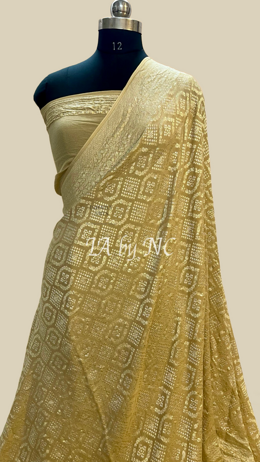 Beige Banarasi Pure Khaddi Georgette Saree