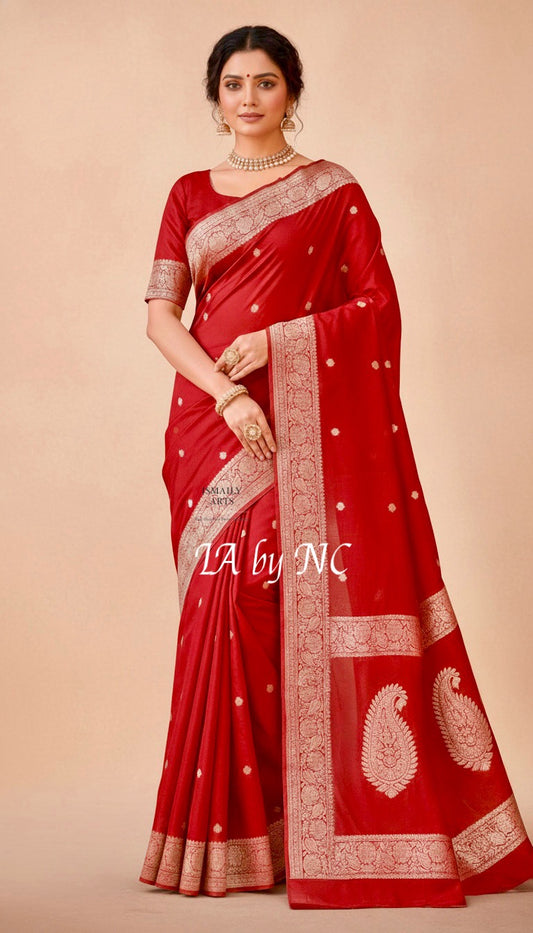 Crimson Banarasi Pure Khaddi Georgette Kadwa Saree