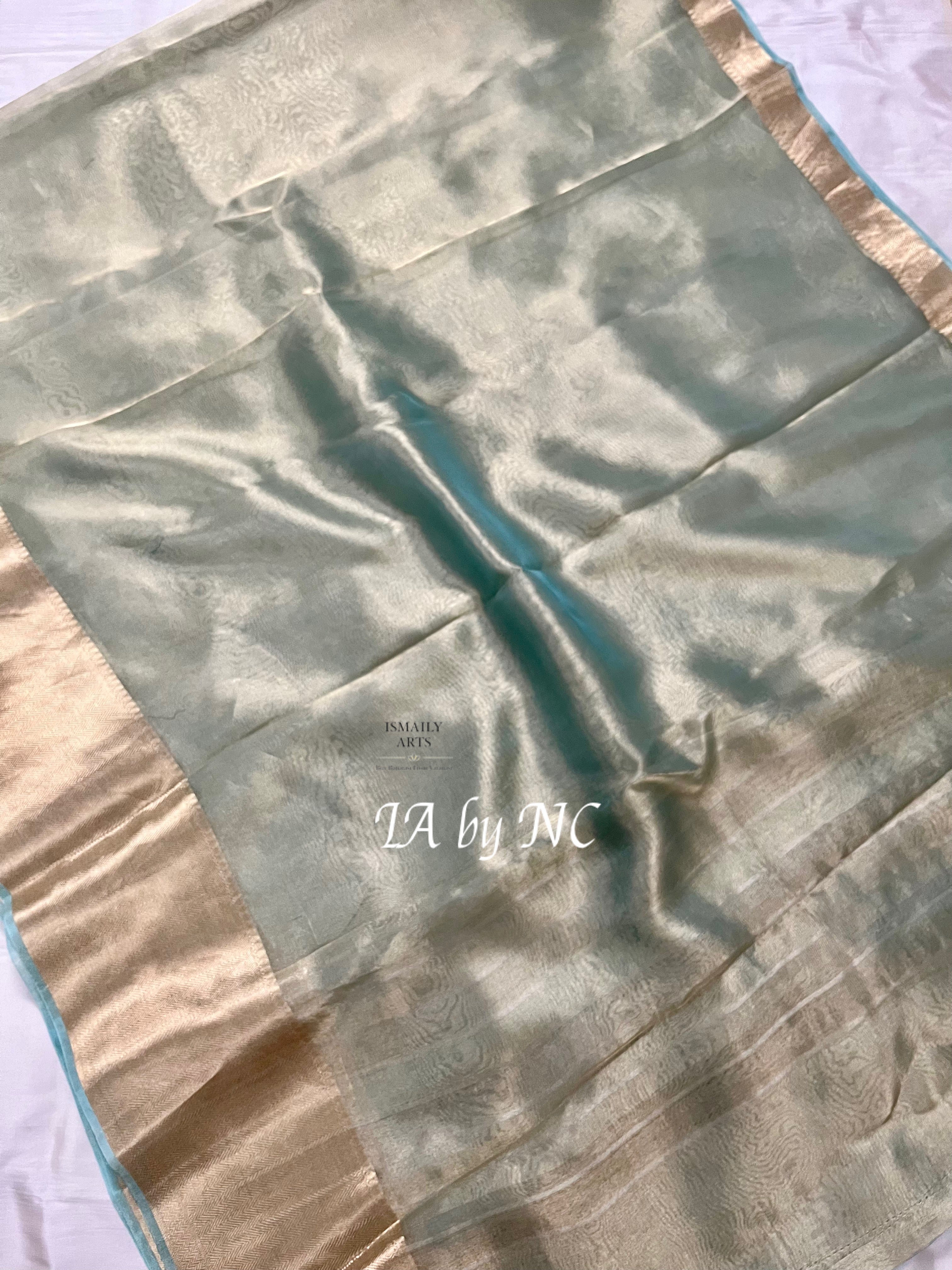 Turquoise Banarasi Pure Tissue Silk Saree