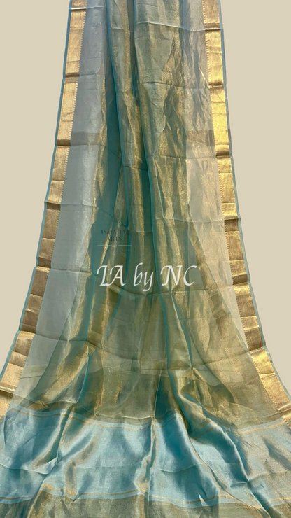 Turquoise Banarasi Pure Tissue Silk Saree