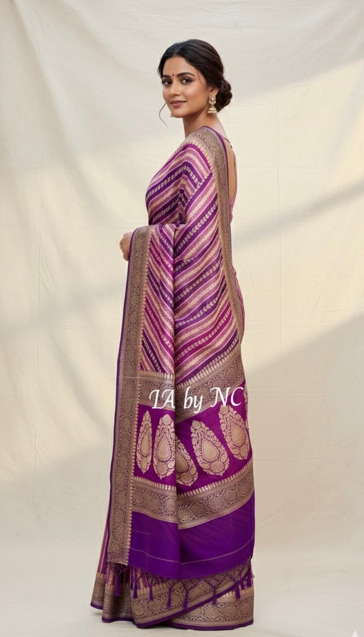 Mulberry Banarasi Pure Chiffon Georgette Saree