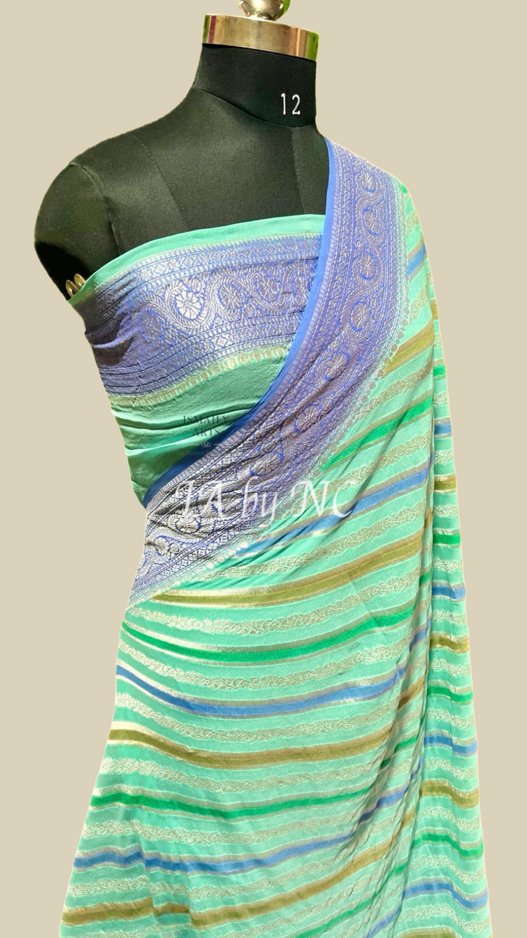 Turquoise Banarasi Pure Khaddi Georgette Saree