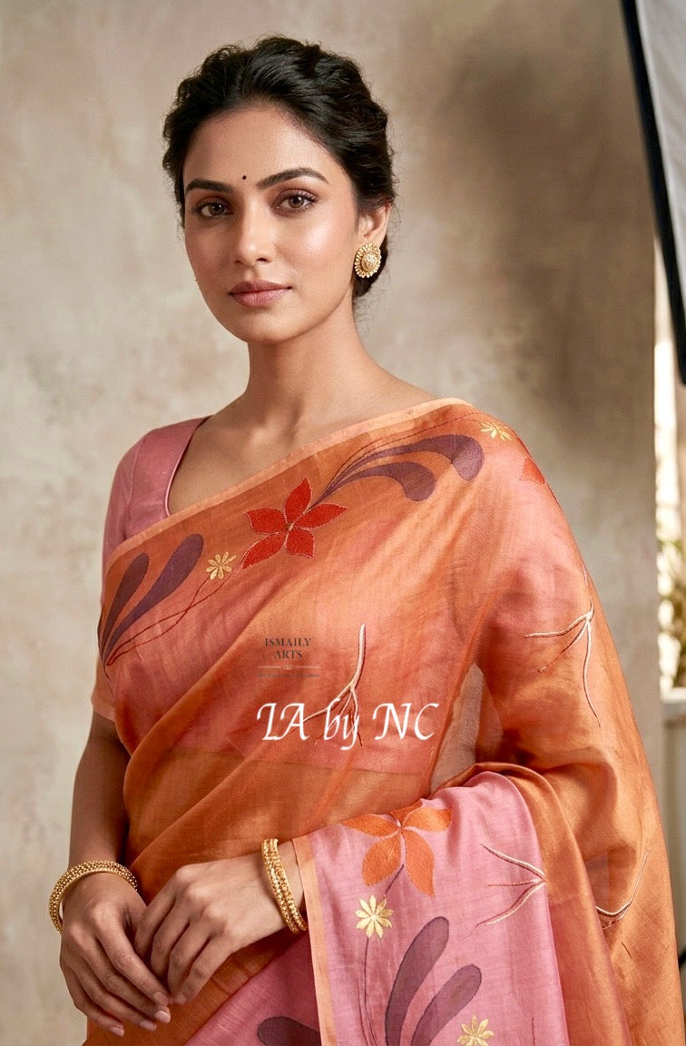 French Banarasi Pure Kora Silk Saree