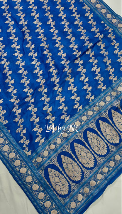 Azure Banarasi Mashru Katan Silk Saree
