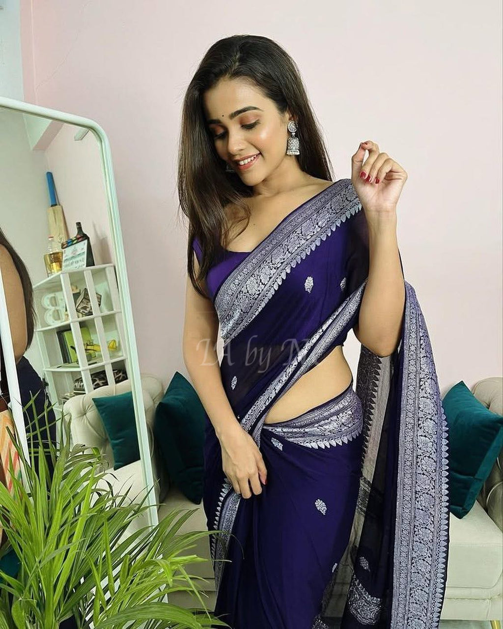 Space Banarasi Pure Khaddi Georgette Kadwa Saree