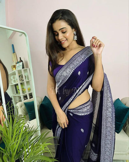 Space Banarasi Pure Khaddi Georgette Kadwa Saree