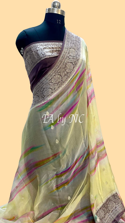 Chestnut Banarasi Pure Khaddi Georgette Kadwa Saree