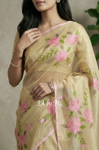 Beige Banarasi Pure Kora Organza Saree