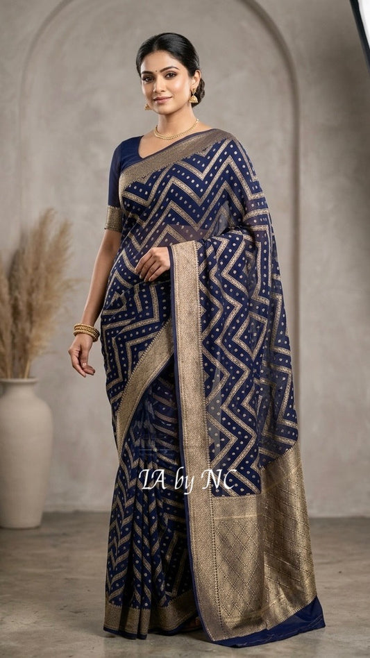 Space Banarasi Pure Khaddi Georgette Saree