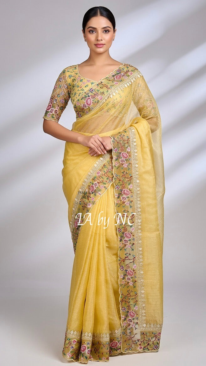 Bumblebee Banarasi Pure Tissue Silk Designer Saree