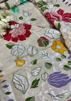 Beige Banarasi Pure Khaddi  Tussar Georgette Paithani Saree