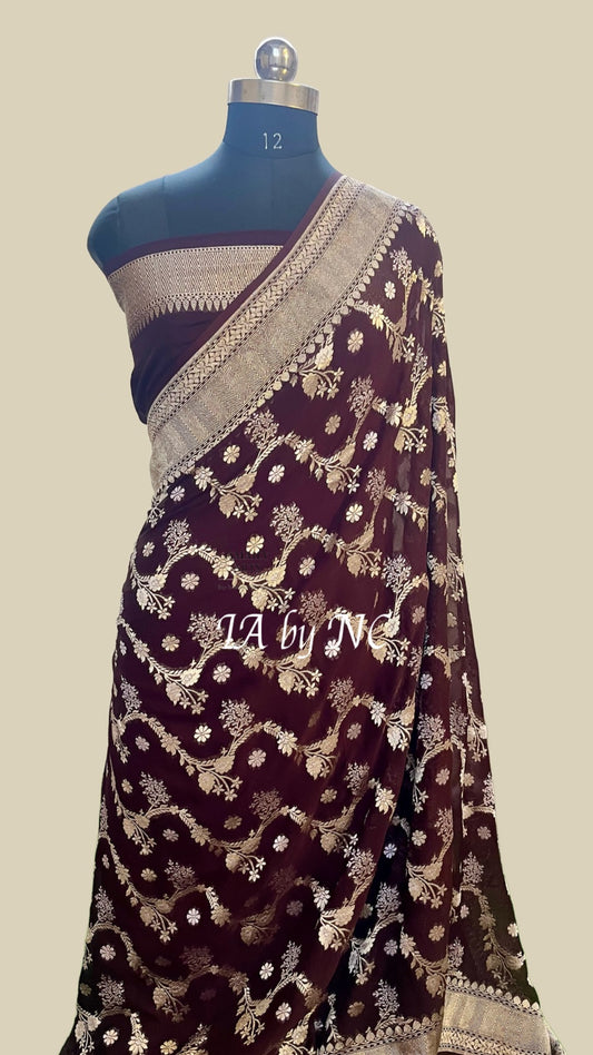 Hickory Banarasi Pure Khaddi Georgette Saree