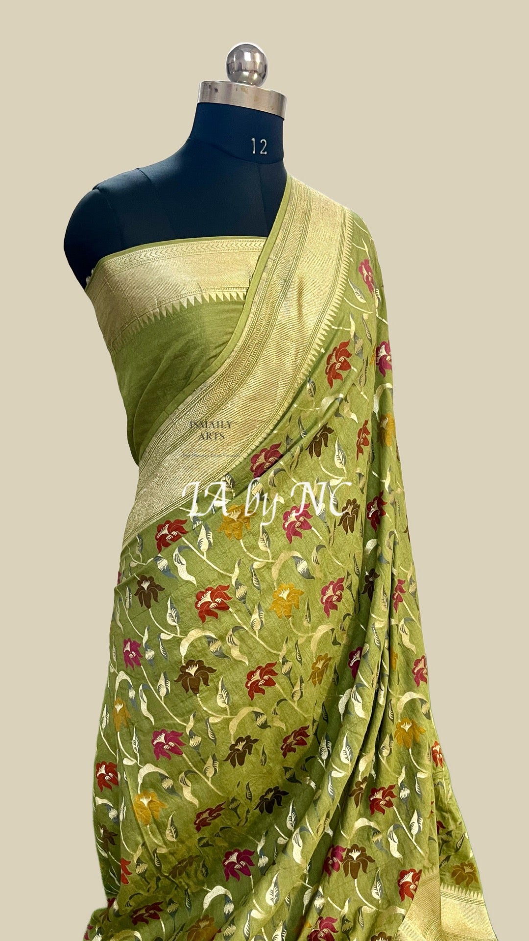 Olive Banarasi Pure Munga Silk Saree