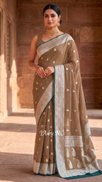 Tan Banarasi Pure Khaddi Georgette Kadwa Saree