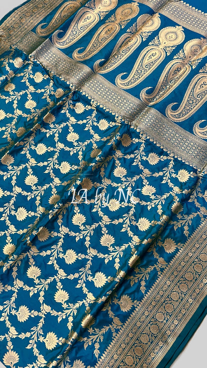 Prussian Banarasi Pure Katan Silk Pattu Saree