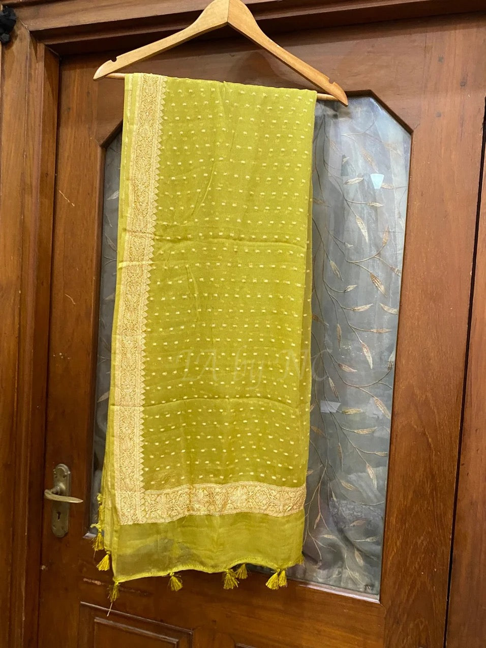 Olive Banarasi Pure Khaddi Georgette Dupatta