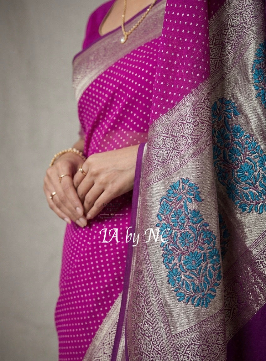Mulberry Banarasi Pure Khaddi Georgette Saree