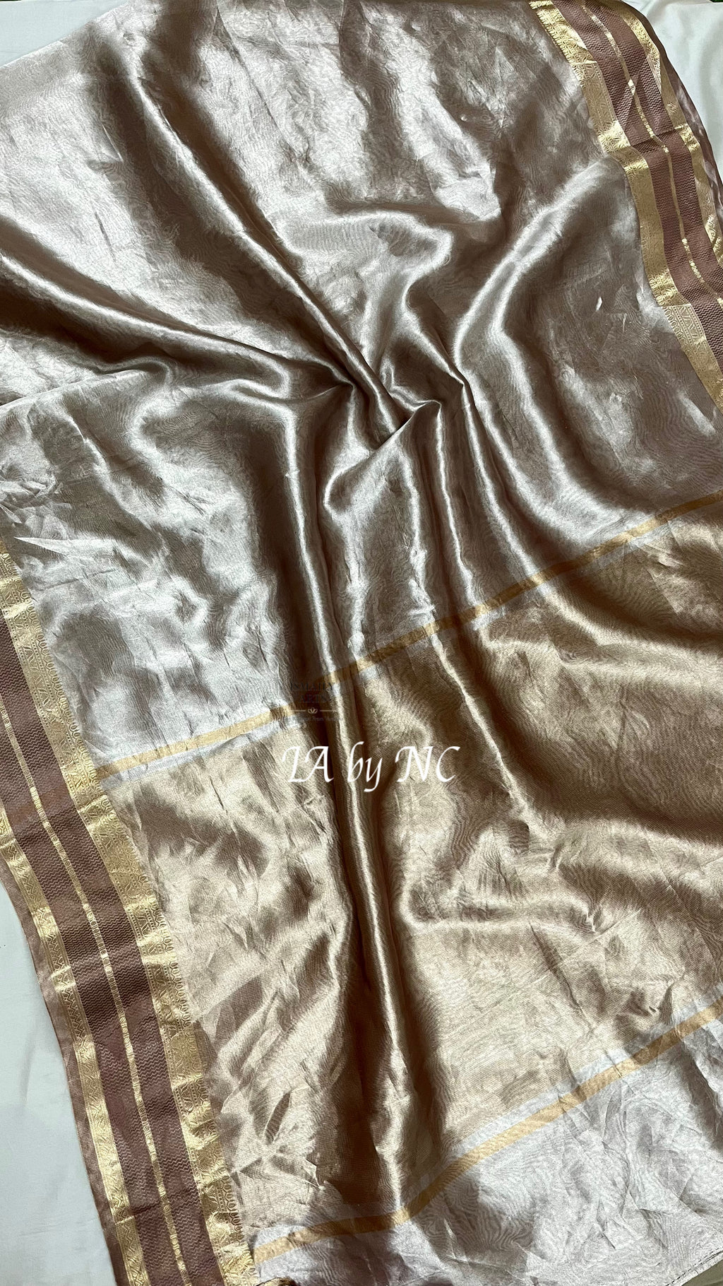 Caramel Banarasi Pure Tissue Silk Saree - Double Katan Border