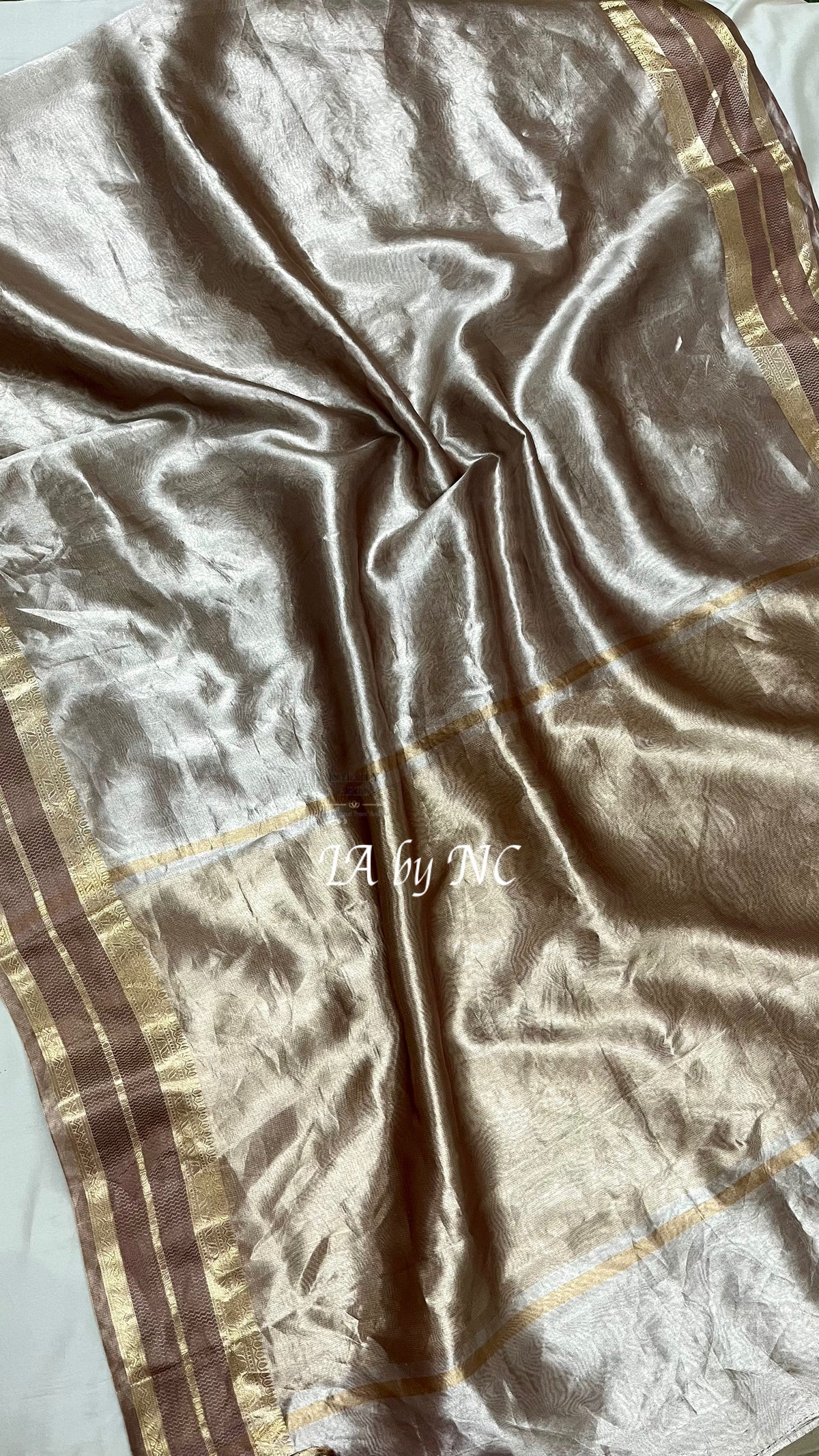 Caramel Banarasi Pure Tissue Silk Saree - Double Katan Border