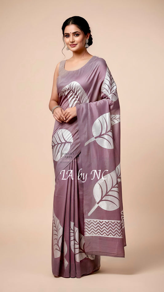 Mauve Banarasi Pure Khaddi Tussar Georgette Designer Saree