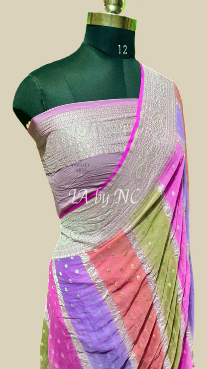 Pink Banarasi Pure Khaddi Georgette Saree