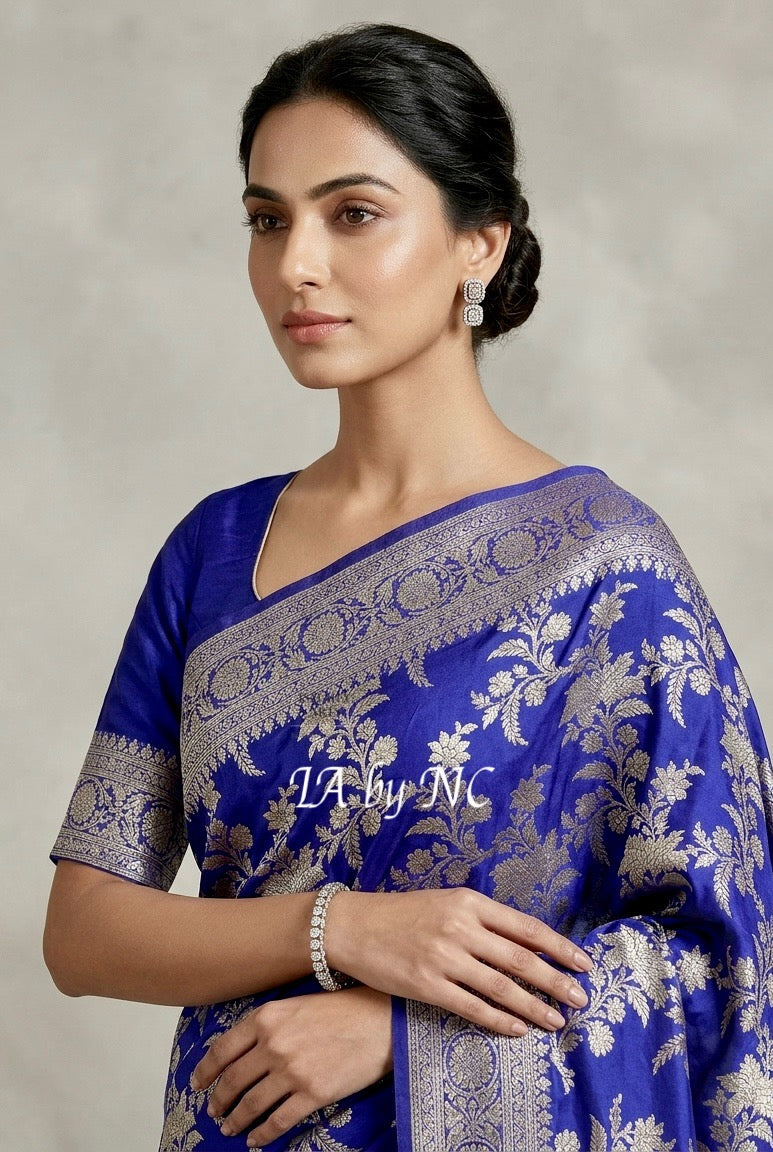 Grape Banarasi Pure Chiffon Georgette Saree