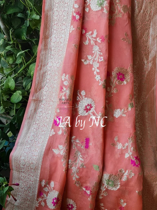 Punch Banarasi Pure Khaddi Georgette Meenakari Saree