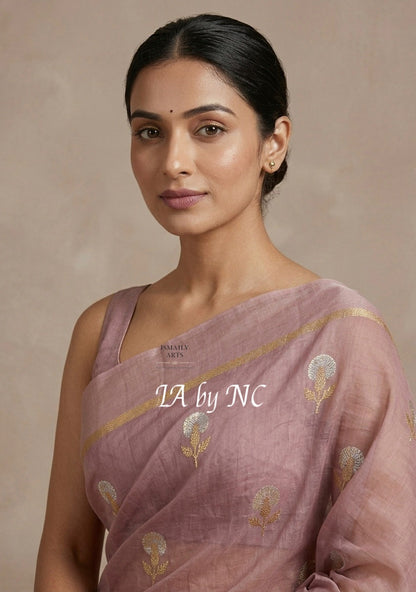 Mauve Banarasi Pure Kora Silk Kadwa Saree