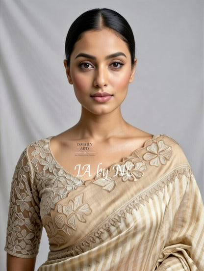 Ivory Banarasi Pure Tissue Silk Designer Saree