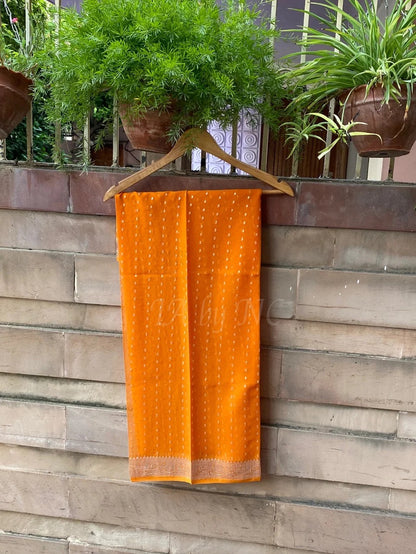 Tangerine Banarasi Pure Khaddi Georgette Dupatta