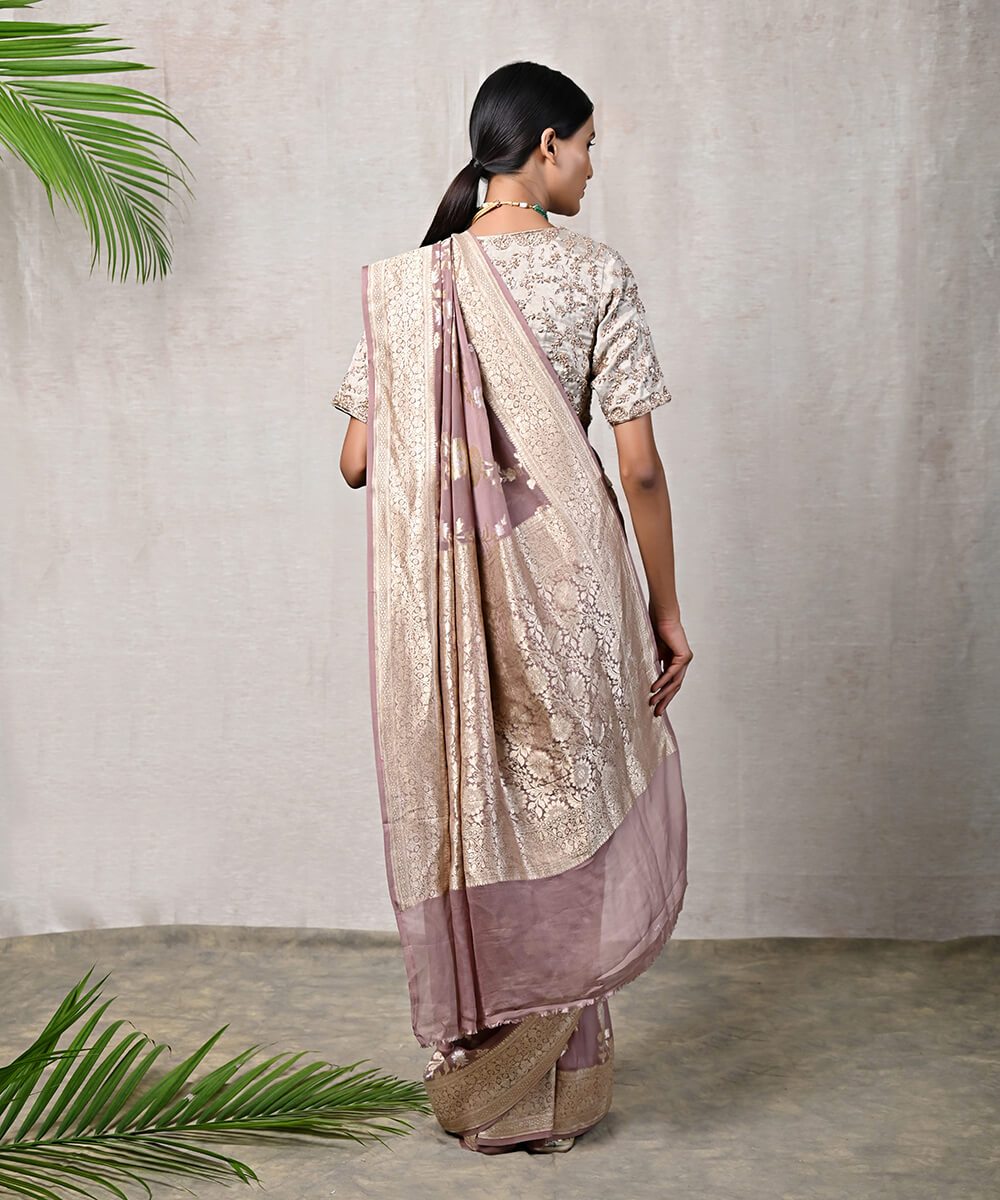 Reddish Banarasi Pure Khaddi Georgette Sona Rupa Saree