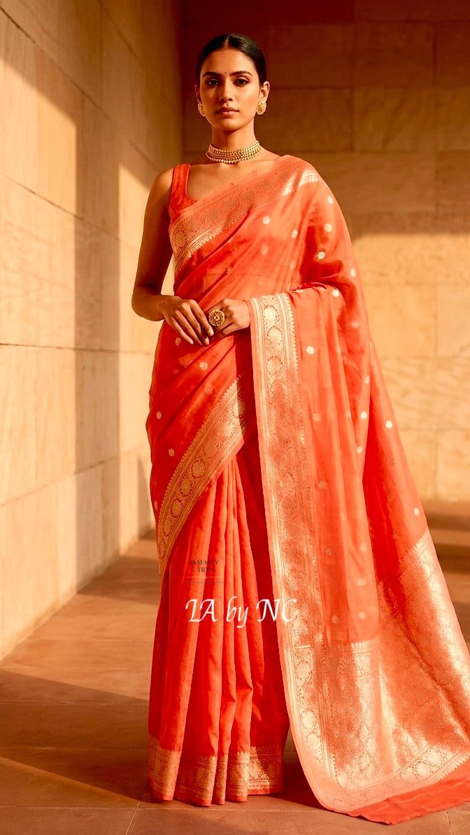 Tiger Banarasi Pure Kora Silk Kadwa Saree