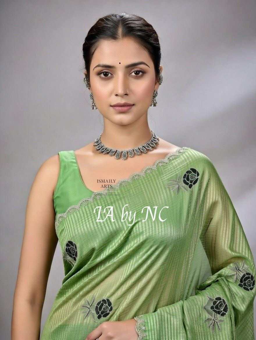 Avocado Banarasi Pure Munga Silk Designer Saree