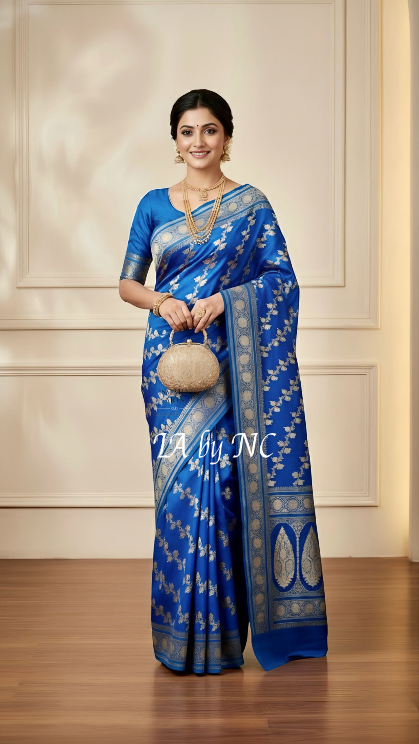 Azure Banarasi Mashru Katan Silk Saree