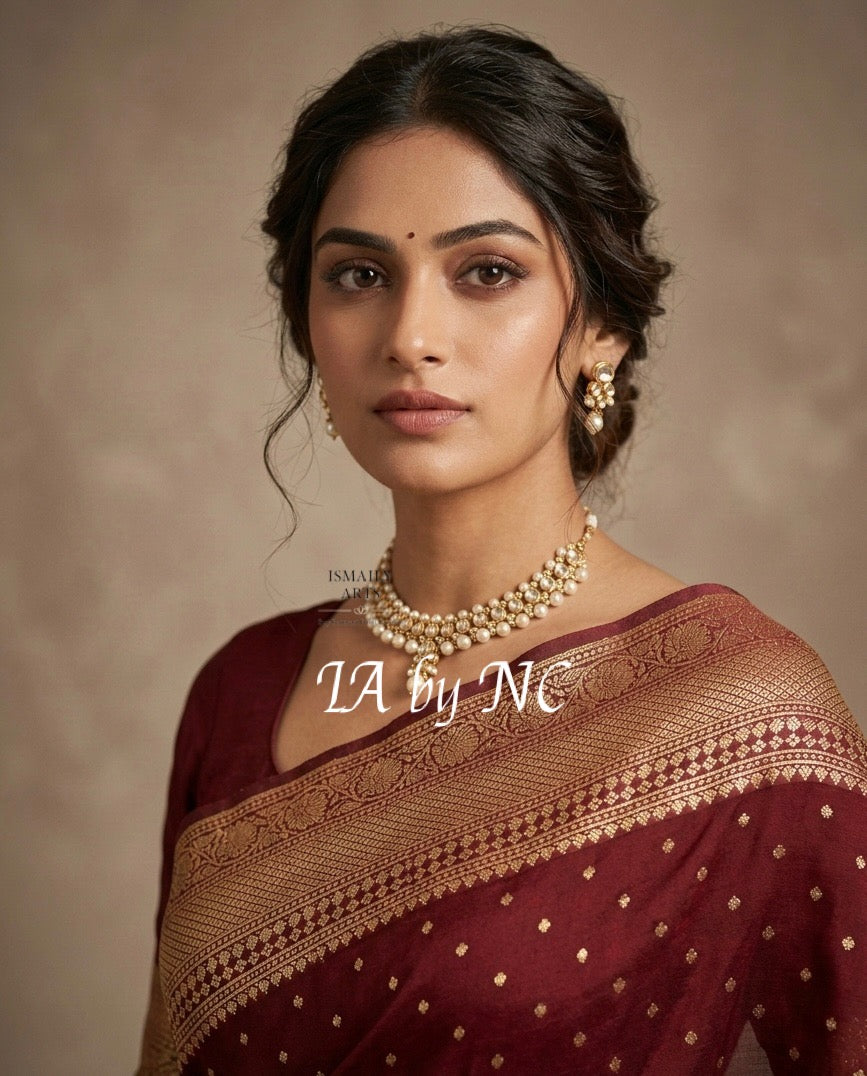 Burgundy Banarasi Pure Khaddi Georgette Saree