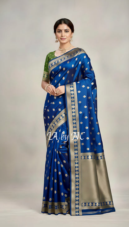 Prussian Banarasi Mashru Katan Silk Saree