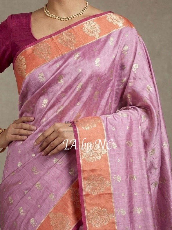 Mulberry Banarasi Pure Katan Silk Raw Mango Saree