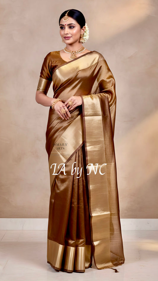 Mahogany Banarasi Pure Tissue Silk Saree
