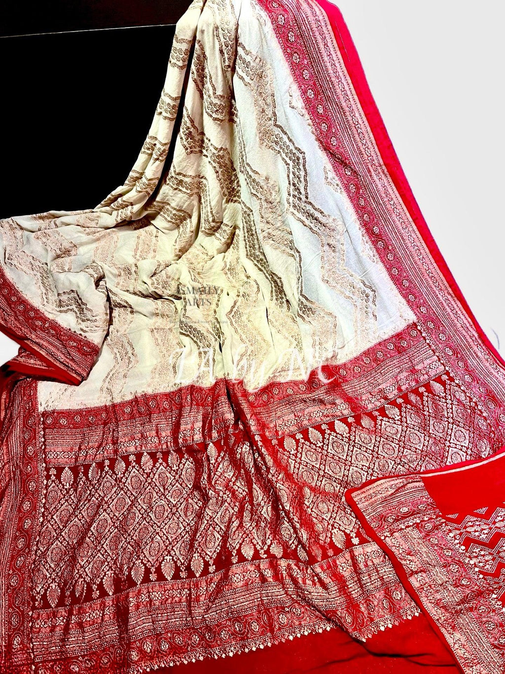 Crimson Banarasi Pure Khaddi Georgette Saree