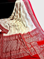 Crimson Banarasi Pure Khaddi Georgette Saree