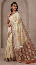 Russet Banarasi Pure Khaddi Georgette Kadwa Saree
