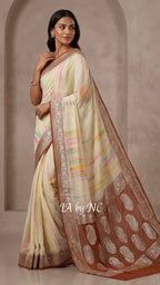 Russet Banarasi Pure Khaddi Georgette Kadwa Saree